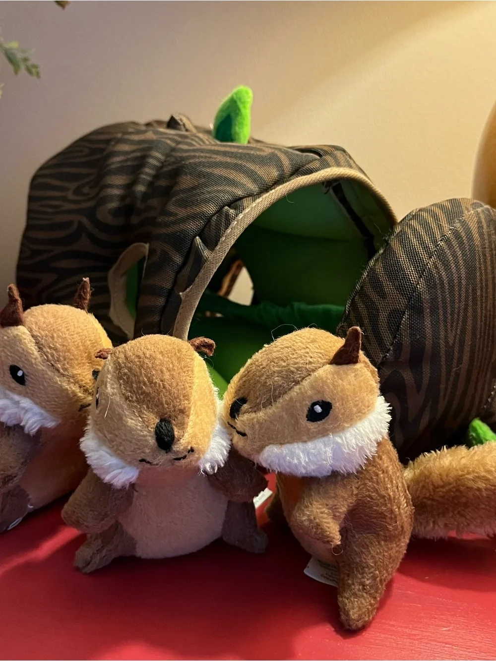 Outward Hound Hide-A-Critter series — Plush Log Hideout with squirrels